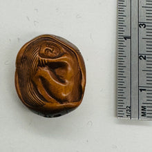 Load image into Gallery viewer, Mermaid on a Lotus Leaf Signed Netsuke Bead | 24x20x14mm | Brown
