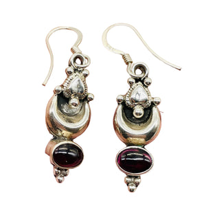 Fabulous Red Garnet Sterling Silver Drop/Dangle Earrings! | 1 3/8" Long |