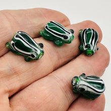 Load image into Gallery viewer, Frog Lampwork Glass Jumping Froggie Beads| 17x12x9mm | Forest Green | 4 Beads |
