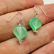 Load image into Gallery viewer, Chrysoprase Hearts Sterling Silver Earrings, Delightful | 1&quot; Long |
