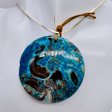 Load image into Gallery viewer, Chrysocolla Carved Pendant Bead | Coin | 2x3/8" | Green Blue | 1 Bead |

