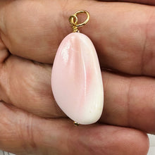 Load image into Gallery viewer, Conch Shell Pear Shaped 14K Yellow Gold Filled Pendant| 1 1/4" Long| Pink White|
