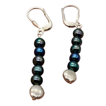 Load image into Gallery viewer, Shinning Teal Fresh Water Pearl Sterling Silver Earrings | 2&quot; long |
