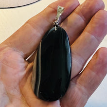 Load image into Gallery viewer, Sardonyx Large Designer Teardrop Sterling Silver Pendant | 3&quot; Long| Black.White|
