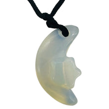 Load image into Gallery viewer, Blue White Opalized Glass Star and Moon Pendant Necklace Celestial
