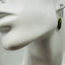 Load image into Gallery viewer, Nephrite Jade Briolette Bead Sterling Silver Earrings | Green | 1 1/4" Long |

