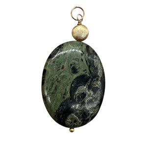 Exotic Kambaba Jasper Oval 14K Gold Filled Pendant | 2" Long | 1 Pendant |