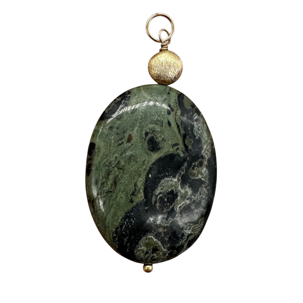 Exotic Kambaba Jasper Oval 14K Gold Filled Pendant | 2
