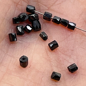 Natural Black Diamond 1.1cts Scissor Cut Cube Beads | 1x1mm to 2x1mm | 16 Beads|