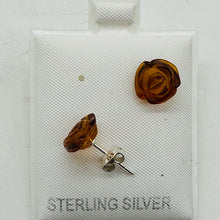 Load image into Gallery viewer, Amber Rose Flower Post Stud Earrings | 9mm | Amber | 1 Pair Earrings |
