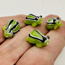 Load image into Gallery viewer, Frog Lampwork Glass Jumping Froggie Beads | 17x12x9mm | Green | 4 Beads |
