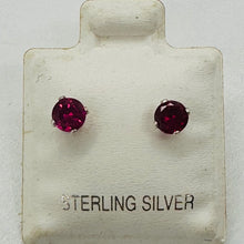 Load image into Gallery viewer, Created Ruby 925 Sterling Silver 4mm Stud Earrings July Birthstone USA
