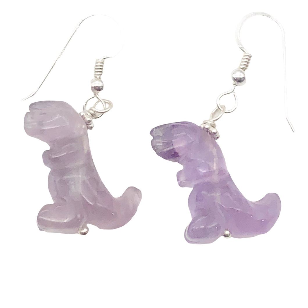 Amethyst Tyrannosaurus Rex Sterling Silver Drop Earrings| 1.5