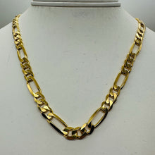 Load image into Gallery viewer, Italian 18K Gold Vermeil Figaro Chain Necklace 7mm 24" Sterling Silver 36g
