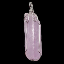 Load image into Gallery viewer, Kunzite Sterling Silver Wire-Wrap Lavender Crystal Pendant | 2 1/2 Inch Long |
