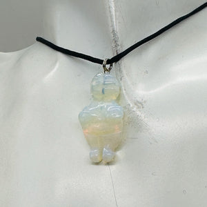Opalized Glass Goddess Pendant Necklace | 1 1/2" Long | White, Blue | 1 Pendant|