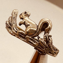 Load image into Gallery viewer, Sterling Silver Squirrel Ring Size 7 Woodland Animal Nature Jewelry USA
