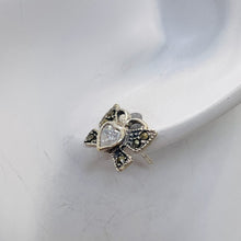 Load image into Gallery viewer, Butterfly Marcasite CZ Sterling Silver Earrings | 3/8&quot; | Silver | 1Pair |
