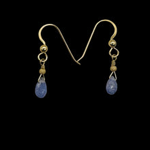Load image into Gallery viewer, Tanzanite 14K Gold Filled Drop Wire Wrap Earrings | Lavender | 1 Inch Long |
