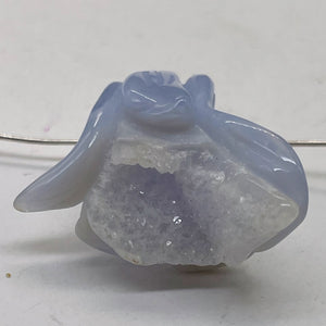 Blue Chalcedony Carved Druzy Flower Bead | 40 cts | 1" Long |