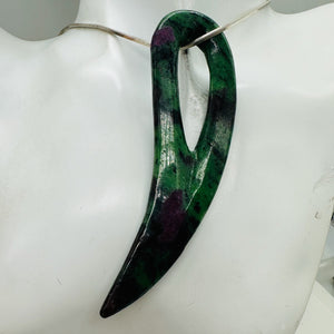Ruby Zoisite Comma Bead | 94x28x6mm | Green Red | 1 Pendant Bead |