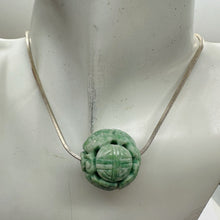 Load image into Gallery viewer, AAA Natural Green Jade Carved Owl Longevity Round Bead 22mm Chinese Focal Bead
