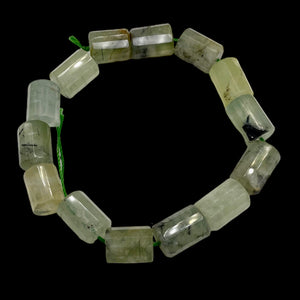 Tourmalated Prehnite Half-Strand Tube Beads | 16x11mm | Green Black | 13 Beads |
