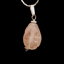 Load image into Gallery viewer, Buddha Hand Carved Rose Quartz Sterling Silver Pendant | 1 1/4&quot; Long |

