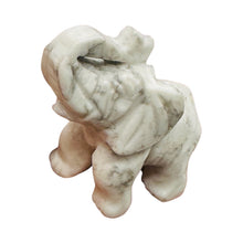 Load image into Gallery viewer, Trumpeting Elephant Carved Figurine | 1 Figurine| | 2 1/4 x 1 3/8" | White, Gray
