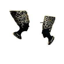 Load image into Gallery viewer, Queen Nefertiti Sterling Silver Stud Earrings 1" Egyptian Jewelry
