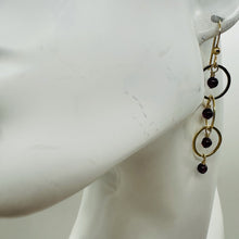 Load image into Gallery viewer, Rhodolite Garnet Dangling 14K Gold Filled Earrings | 2 inches long |
