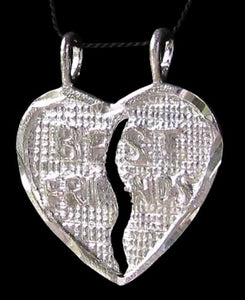 Sterling Silver Best Friends Heart Charm Pendant 9968C