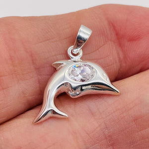 Dolphin Sterling Silver Charm Pendant | 1" Long | Silver | 1 Pendant |