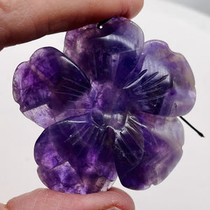 Amethyst Carved Pendant Flower | 55x8mm | Purple White | 1 Bead |