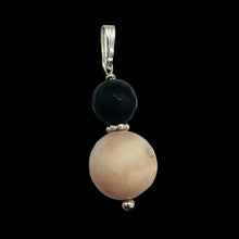Load image into Gallery viewer, Black Stone Africa Pink Peruvian Opal Sterling Silver Pendant Handmade USA
