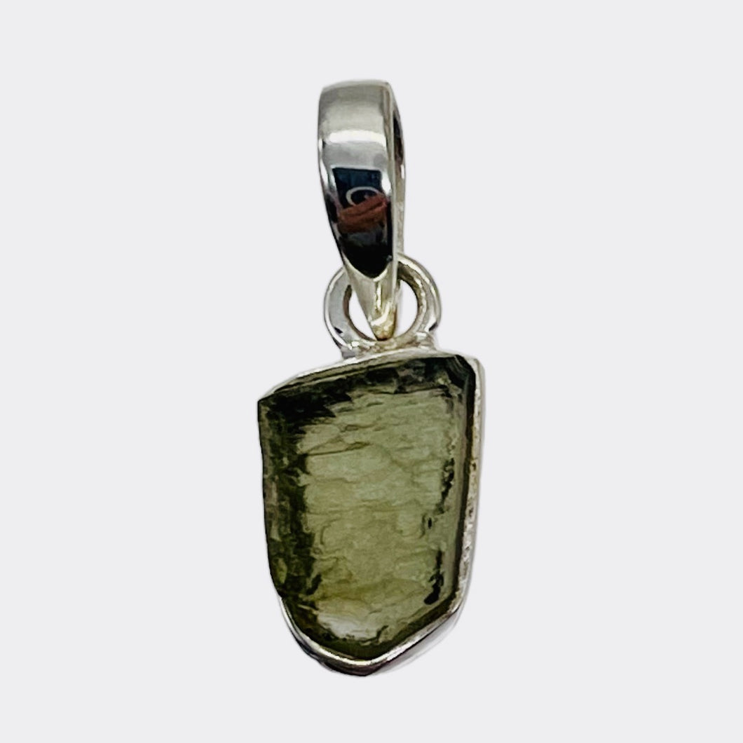 Moldavite 8.88ct Sterling Silver Free-form Pendant| 7/8