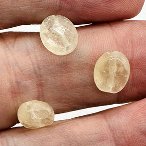 Three Yellow Calcite Facteted Oval Beads 004571