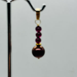 Purple Black Grape Freshwater Pearl 14K Gold Filled Pendant | 1" Long |