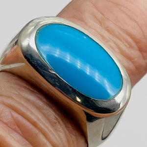 Turquoise Sterling Silver Oval Ring | Size 8 | Blue | 1 Ring |