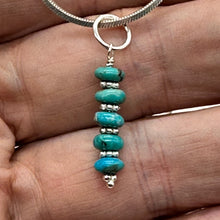 Load image into Gallery viewer, Turquoise Natural Rondelles Sterling Silver Pendant | Blue | 1 1/4&quot; Long |
