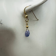 Load image into Gallery viewer, Tanzanite 14K Gold Filled Drop Wire Wrap Earrings | Lavender | 1 Inch Long |
