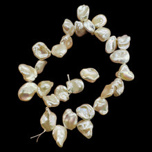 Load image into Gallery viewer, Natural Keshi Freshwater Pearl Half Strand Creamy White 26 Rose Petal Pearls
