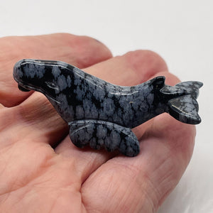 Hand-Carved Posed Seal | 55x25x15mm | Black White | 1 Figurine |