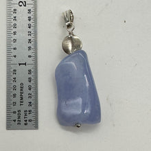 Load image into Gallery viewer, Blue Chalcedony Sterling Silver Designer Freeform Pendant | 2&quot; Long|Blue Silver|

