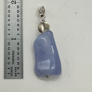 Blue Chalcedony Sterling Silver Designer Freeform Pendant | 2" Long|Blue Silver|