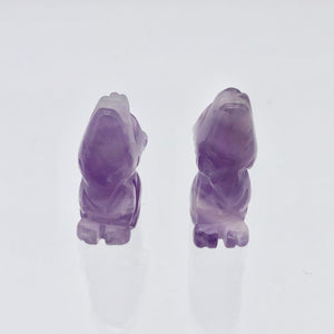 Howling 2 Carved Amethyst Wolf / Coyote Beads | 21x11x8mm | Purple