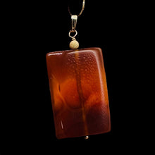 Load image into Gallery viewer, Carnelian Rectangle Cut Pendant | 2&quot; Long | 37x24mm (Carnelian) | Orange |
