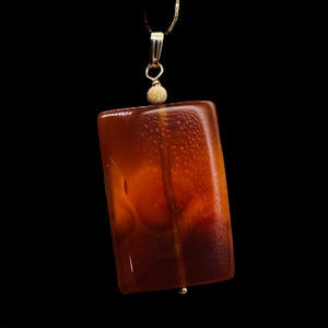 Carnelian Rectangle Cut Pendant | 2" Long | 37x24mm (Carnelian) | Orange |