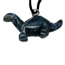Load image into Gallery viewer, Sodalite Diplodocus Dinosaur Pendant | 1&#39; Long | Blue, White |
