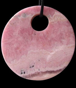 Natural Lacy Pink Rhodochrosite 50mm Pi Circle Pendant